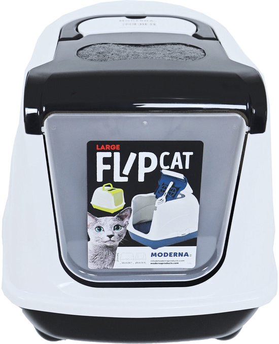 Moderna - Kattentoilet - Flip Cat large - Zwart/wit - 37x39x50 cm