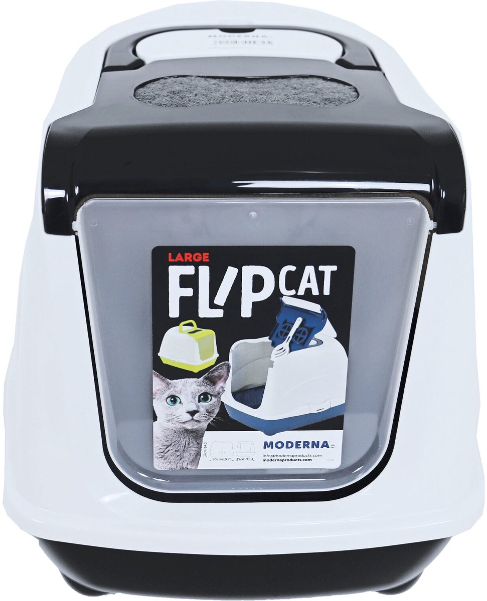 Moderna - Kattentoilet - Flip Cat large - Zwart/wit - 37x39x50 cm
