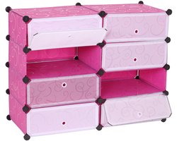 Schoenenkast MCW-B66, schoenenrek kast opbergruimte, 8 compartimenten 73x92x36cm ~ roze