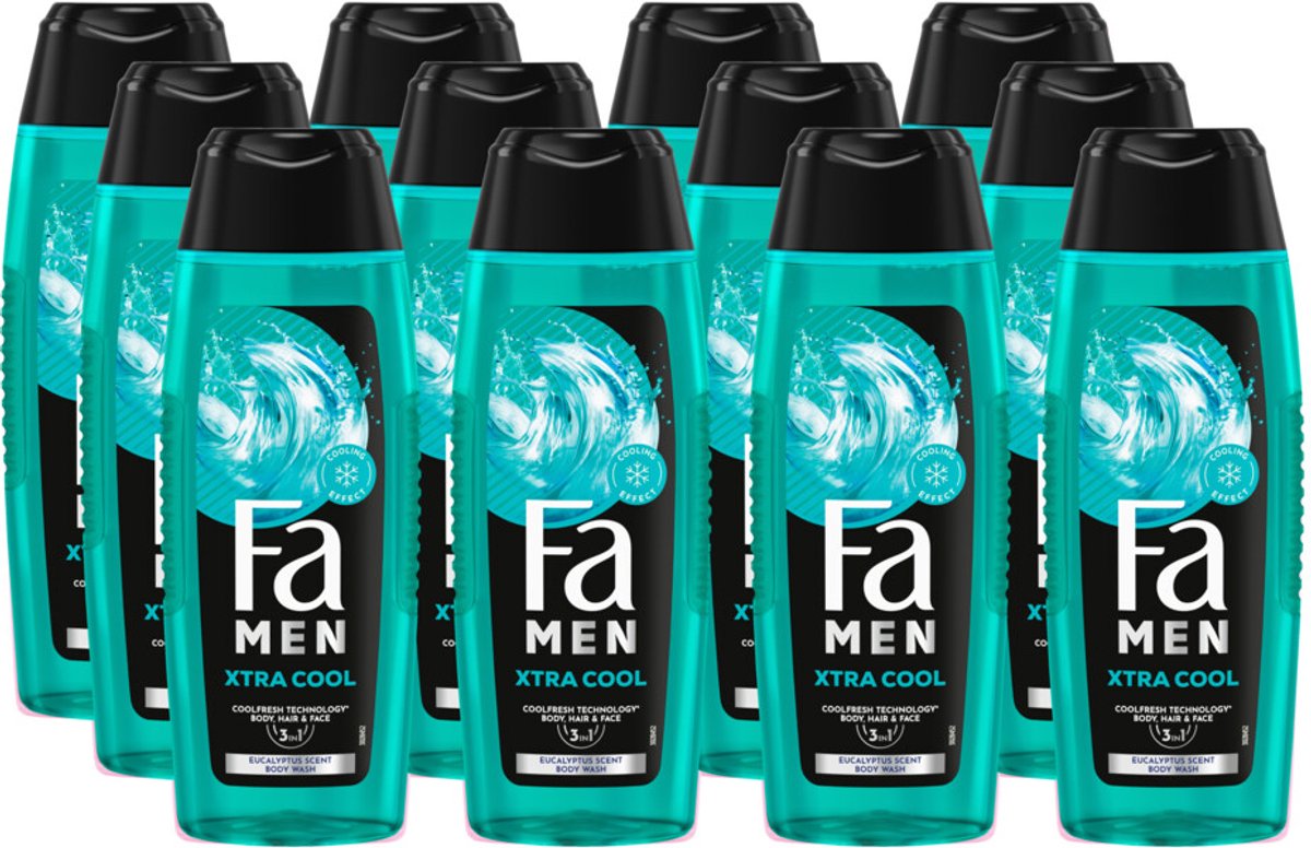 12x Fa Men Douchegel en Shampoo Extreme Cool 250 ml