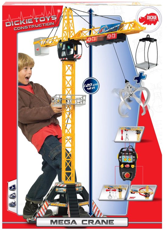 Dickie Toys - Giant Constructie Kraan 120 cm - Speelgoedvoertuig