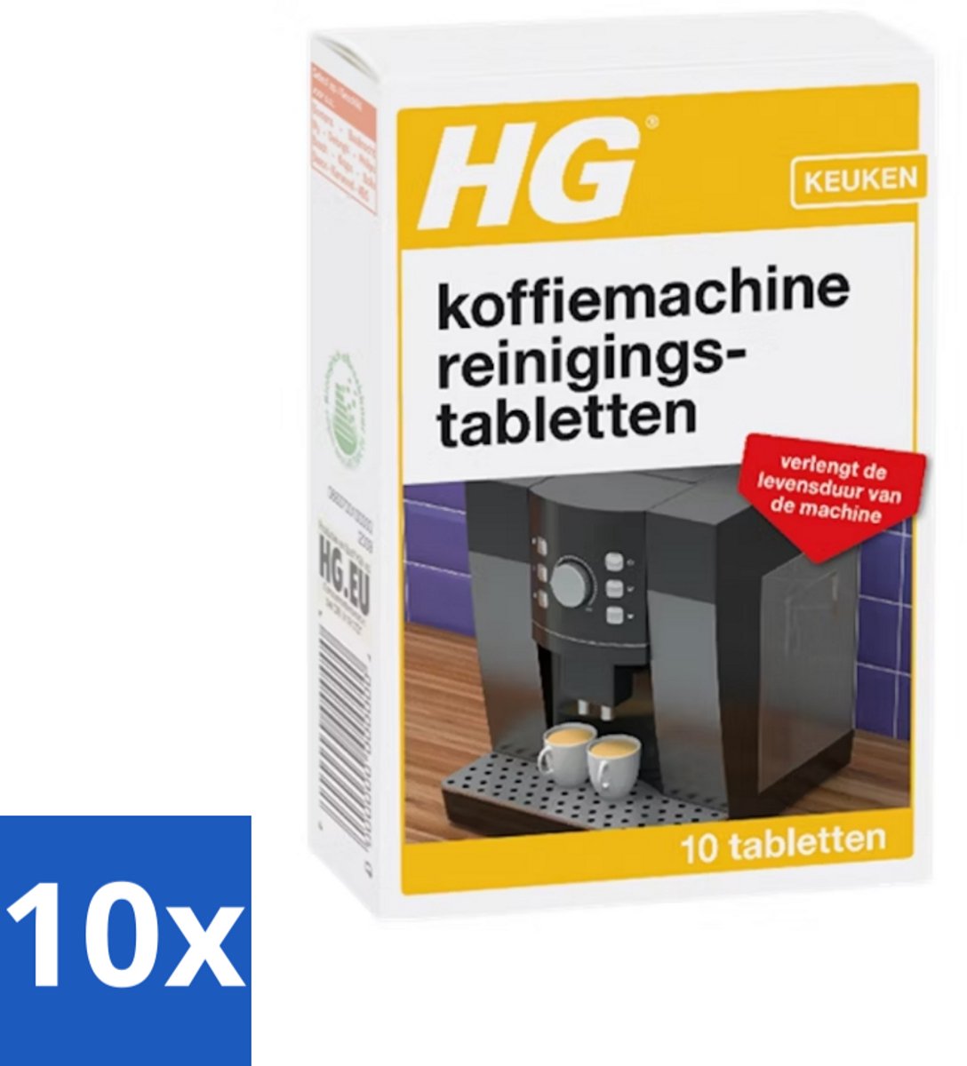 10 x HG - Keuken - Koffiemachine Reinigingstabletten - 10 Tabletten - Koffiemachine Reinigen - Koffiemachine Ontkalken - Koffiemachine Reinigingstabletten - Koffiemachine Reiniging - Koffiemachine Onderhoud