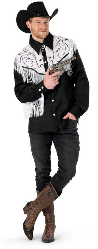 Funny Fashion - Costume de Cowboy & Cowgirl - Show Cowboy Rodeo Buddy Cow Man - Zwart / Wit - Taille 56-58 - Déguisements - Déguisements