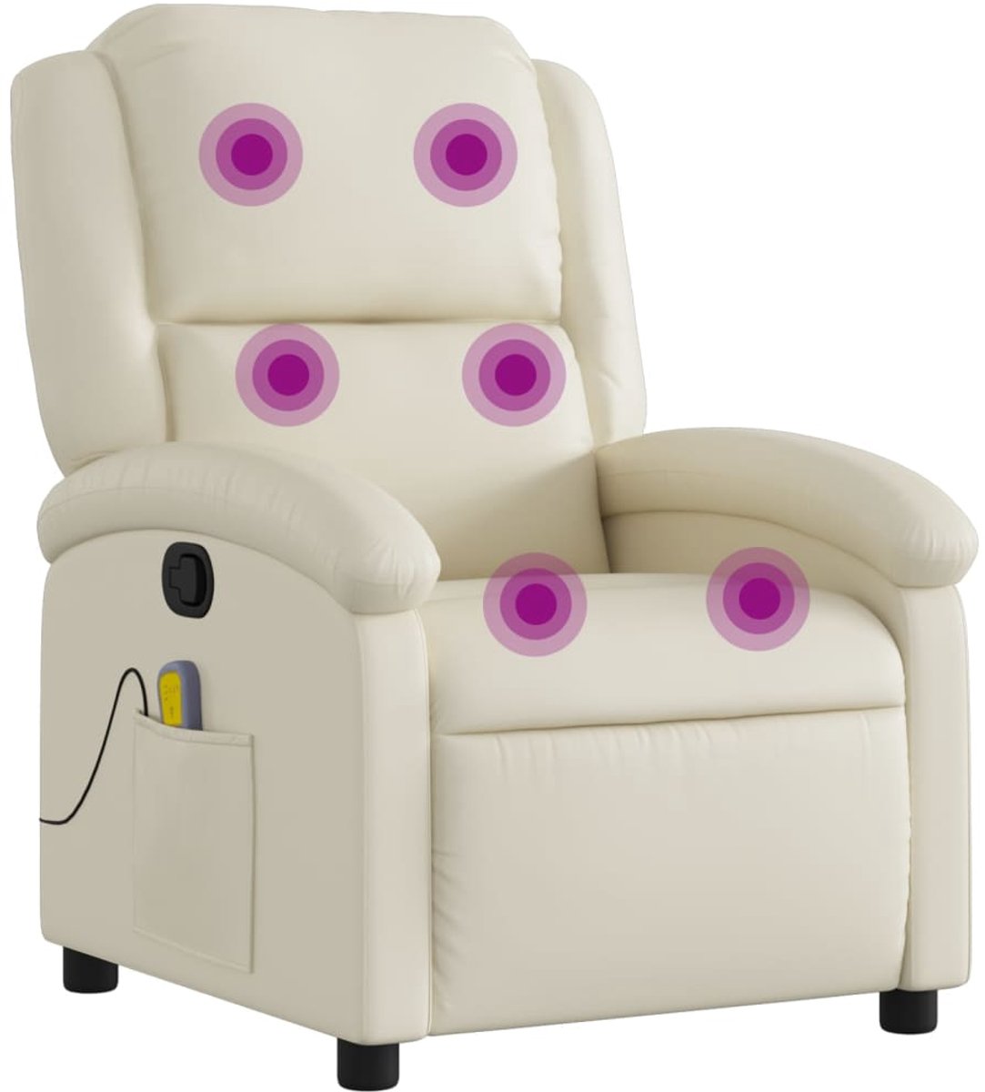 vidaXL Massagestoel - van - kunstleer - in - crèmekleur