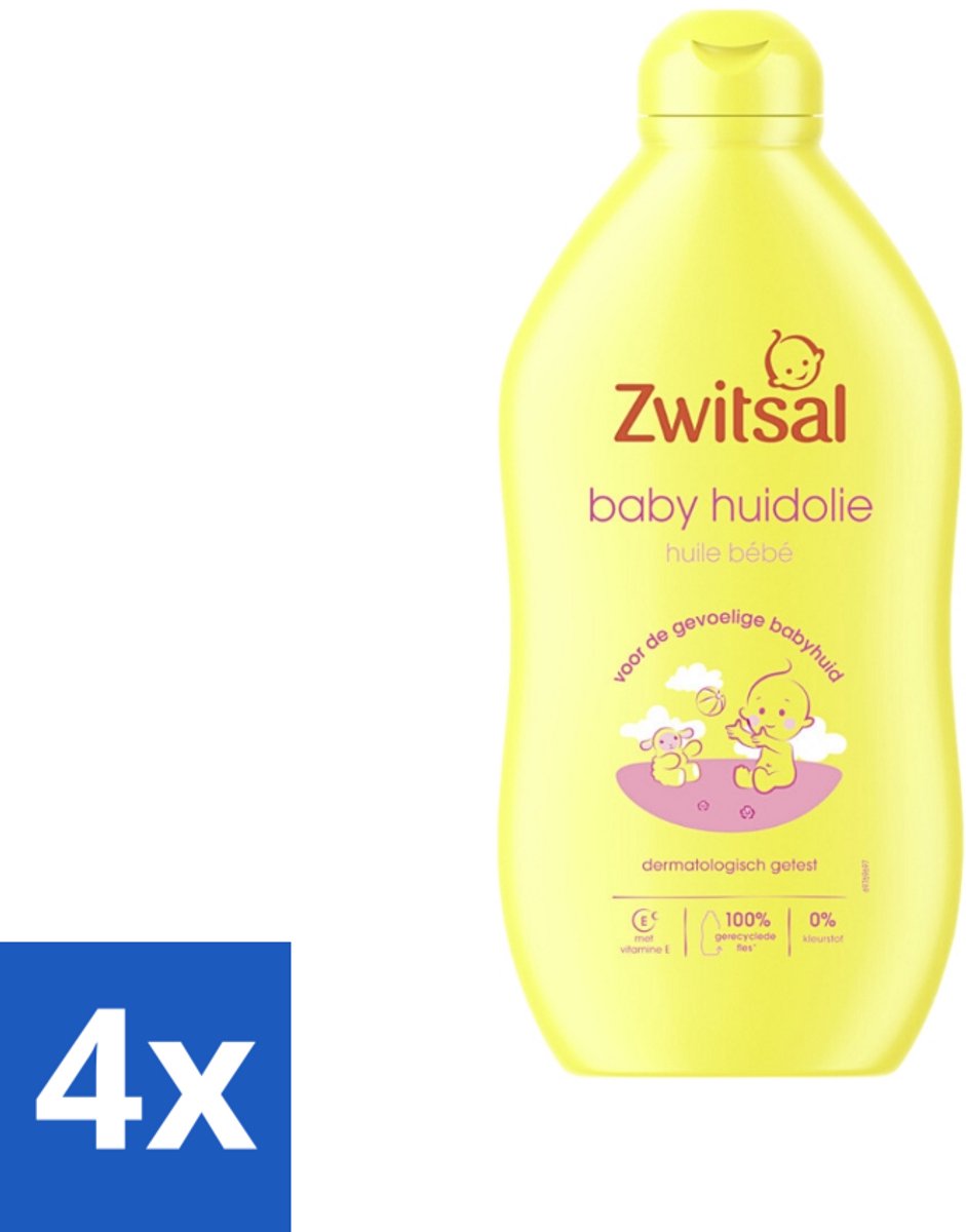 Image of 4 x Zwitsal - Baby Huidolie - Verzorgend - Voor de Gevoelige Huid - 400 ml - Babyhuidolie - Babyverzorging - Gevoelige Huid - Vitamine E - Babyhuid