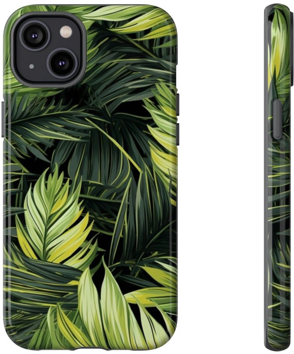 Groen Tropisch Palmbladerenpatroon – Telefoonhoesje Geschikt voor iPhone 14 Plus