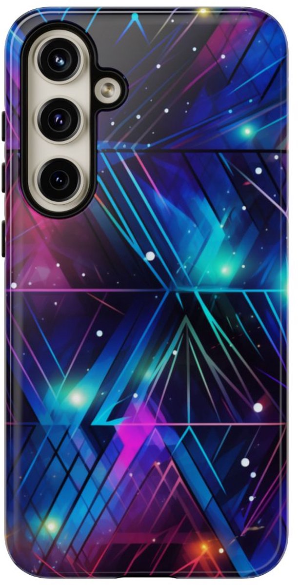 Geometrisch Neon Aurora Abstract – Telefoonhoesje Geschikt voor Samsung Galaxy S24 Plus