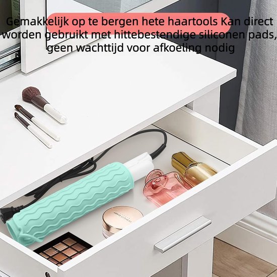 2-delige krultang warmte-isolatiepad - Permanente ijzer antislippad - Draagbare reiswarmtetool padhoes - Geschikt voor krultangen, stijltangen, stijltangen en andere haartools - Groen van Nivlan — afbeelding 5