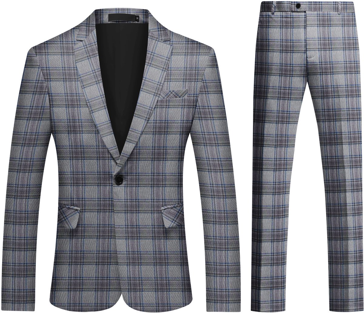 Allthemen Heren Pak Print - Enkel Knops Middensplit - Tweedelig pak - XL