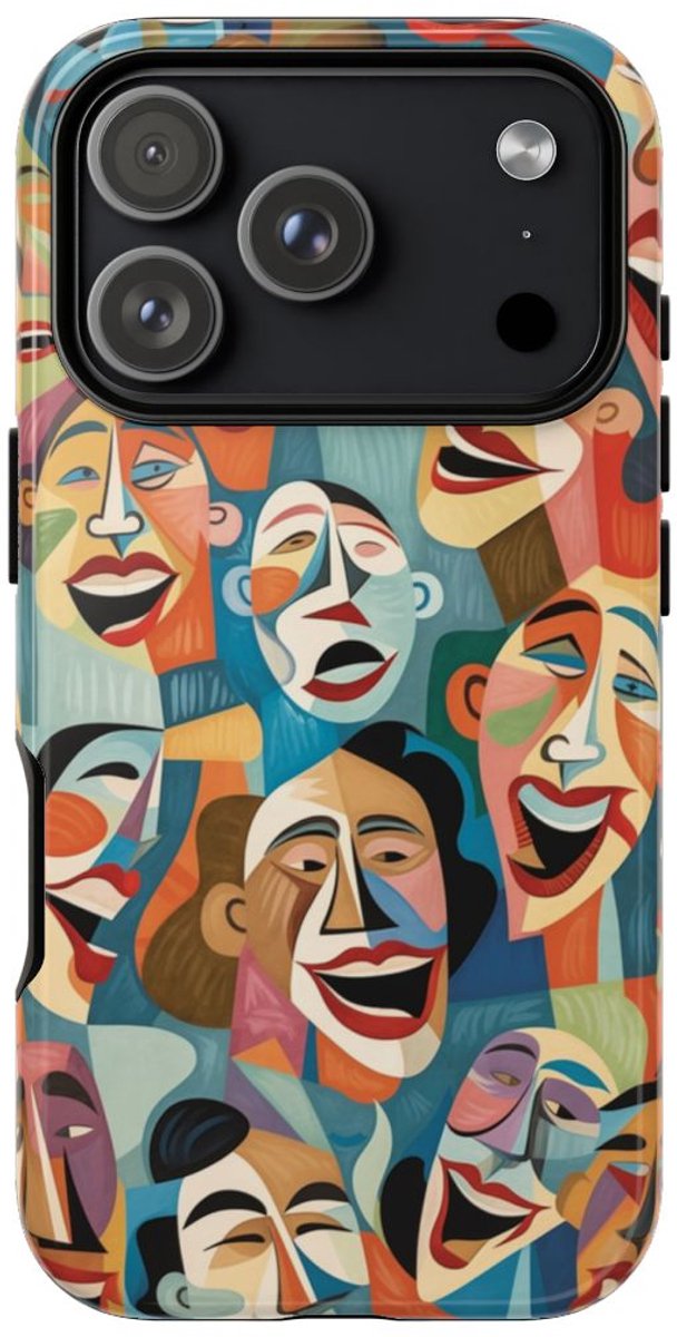 Kleurrijke Abstracte Lachende Gezichten – Telefoonhoesje Geschikt voor iPhone 17 Pro