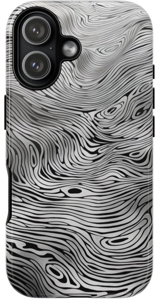 Zwart-Witte Abstracte Lijnenstructuur – Telefoonhoesje Geschikt voor iPhone 17
