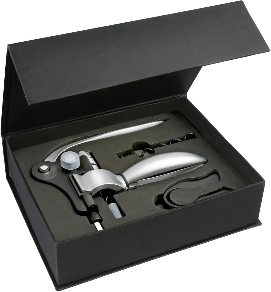 5five Luxe wijnopener set - RVS - 3-delig - cadeauset - kurkentrekker/flessenopenerpener - sommelier mes - wijn