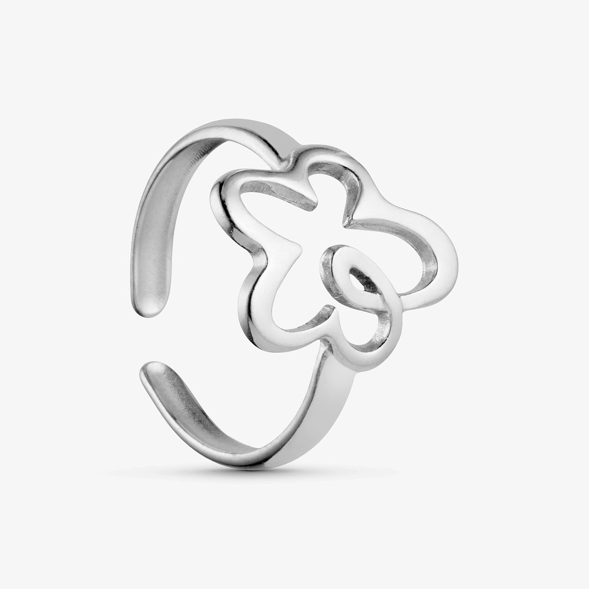 Wolff Jewelry – Bloemenring Zilverkleurig | Hypoallergeen | Waterproof - Dames - Cadeau - dochter - vrouw – vriendin – moeder - verjaardag