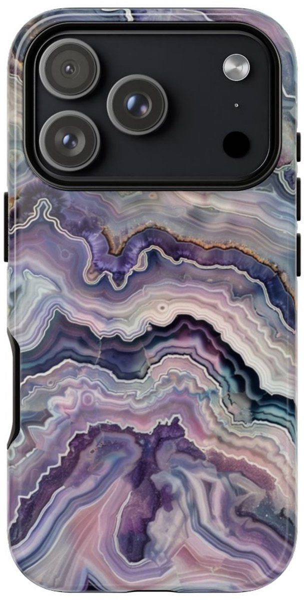 Paars-Blauw Geodepatroon – Telefoonhoesje Geschikt voor iPhone 17 Pro