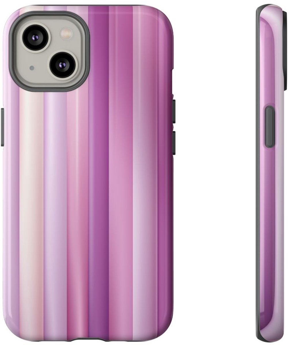 Paarse Verticale Strepen met Kleurverloop – Telefoonhoesje Geschikt voor iPhone 14