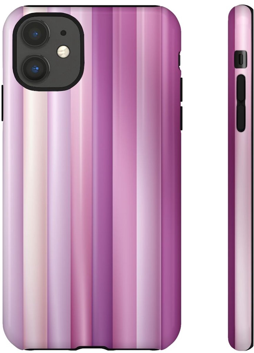 Paarse Verticale Strepen met Kleurverloop – Telefoonhoesje Geschikt voor iPhone 11