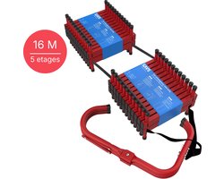 SAVS ESC-16S Vluchtladder 16 meter - 5 verdiepingen - Compacte brandtrap met instructie - Noodladder antikras - Vluchttouw - Brandtrapladder oprolbaar - Vluchttrap