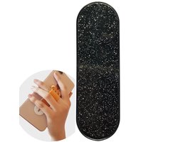 GadgetKing Vinger Grip houder – verstelbare flexibele GSM vingerhouder / Telefoonring grip / vingerhouder / telefoonring standaard / selfiehouder / telefoonhouder / ringhouder / telefoonstandaard – GLITTERS ZWART