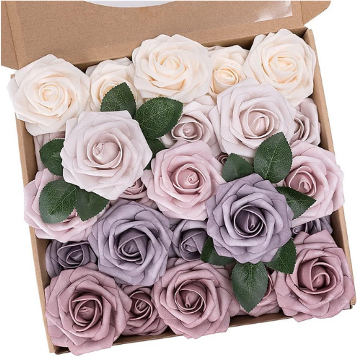 BOG Kunstrozen Set - 25 Stuks Decoratieve Rozen Met Steel - Gemengde Kleuren - Luxe Kunstbloemen Voor Valentijnsdag - Moederdag - Bruiloft - Feest En Interieurdecoratie