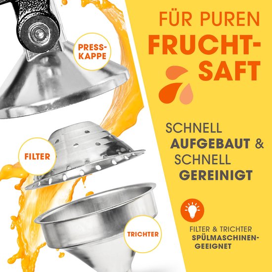 Lumaland handmatige citruspers gietijzer - stille slowjuicer voor citrusvruchten, eenvoudig te reinigen van lumaland — afbeelding 4