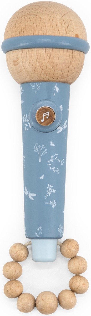 Label Label Wooden Microphone - Houten Speelmicrofoon - Rollenspel en Muzikaal Speelgoed - Stimuleert Fantasie en Motoriek - Vanaf 6 Maanden Blauw