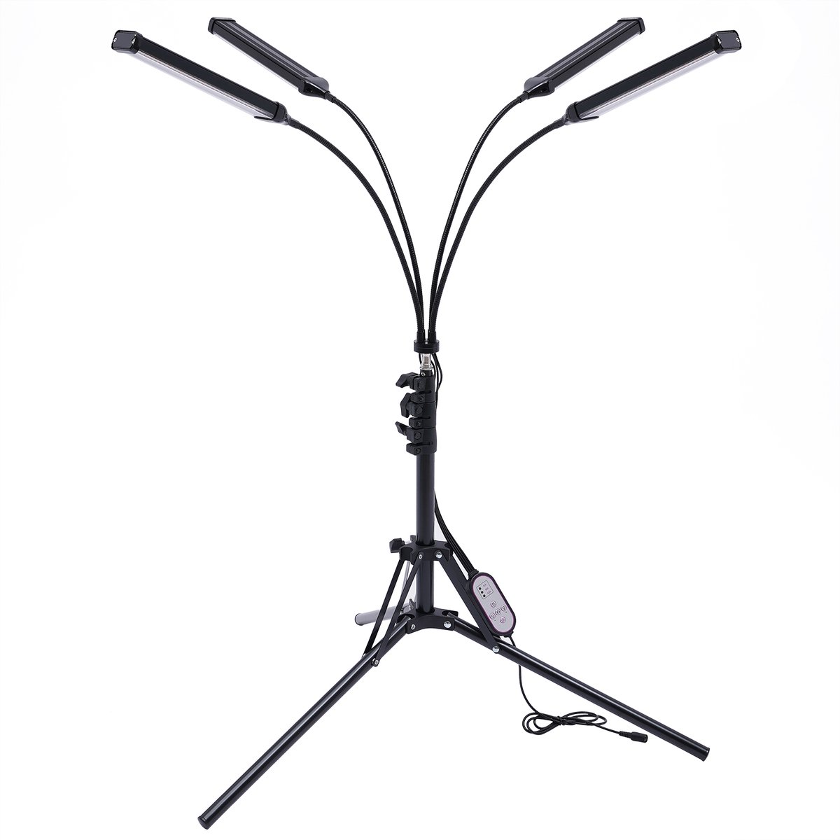 Led Plantenlamp 30w 4-Kops 420 Led Groeilamp Met Standaard Groeilicht Voor Kamerplanten 10 Dimbare Niveaus