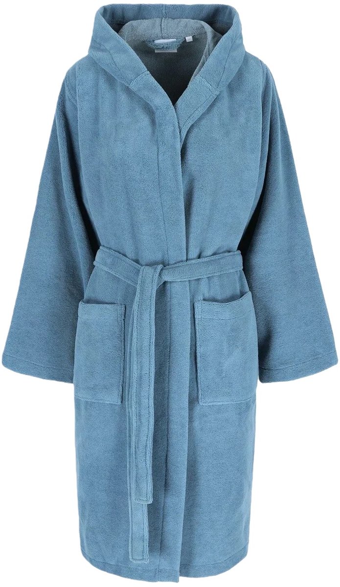 Casilin - Badjas Teddy voor Dames en Heren - Maat S - Voor Volwassen - Met capuchon - Badstof, Fleece, Katoen - Absorberend - Wasmachinebestendig - Jeans Blauw