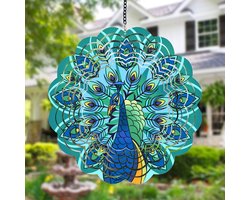Windspinner - Windgong - Windvanger - Tuin Decoratie - Draaibare Pauw Windklok, Decoratieve Buiten Tuin Hangertje, Metaal Handwerk