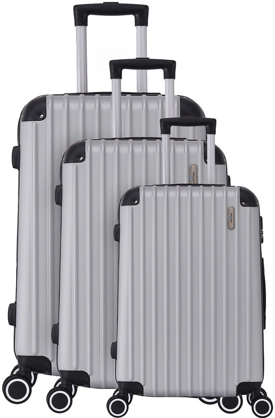 FERGÉ Kofferset 3 teilig Hartschale Toulouse Reisekoffer Trolley-Set (Handgepäck, L, XL) 3er Set Hartschalenkoffer Roll-Koffer 4 Rollen 100% ABS schwarz
