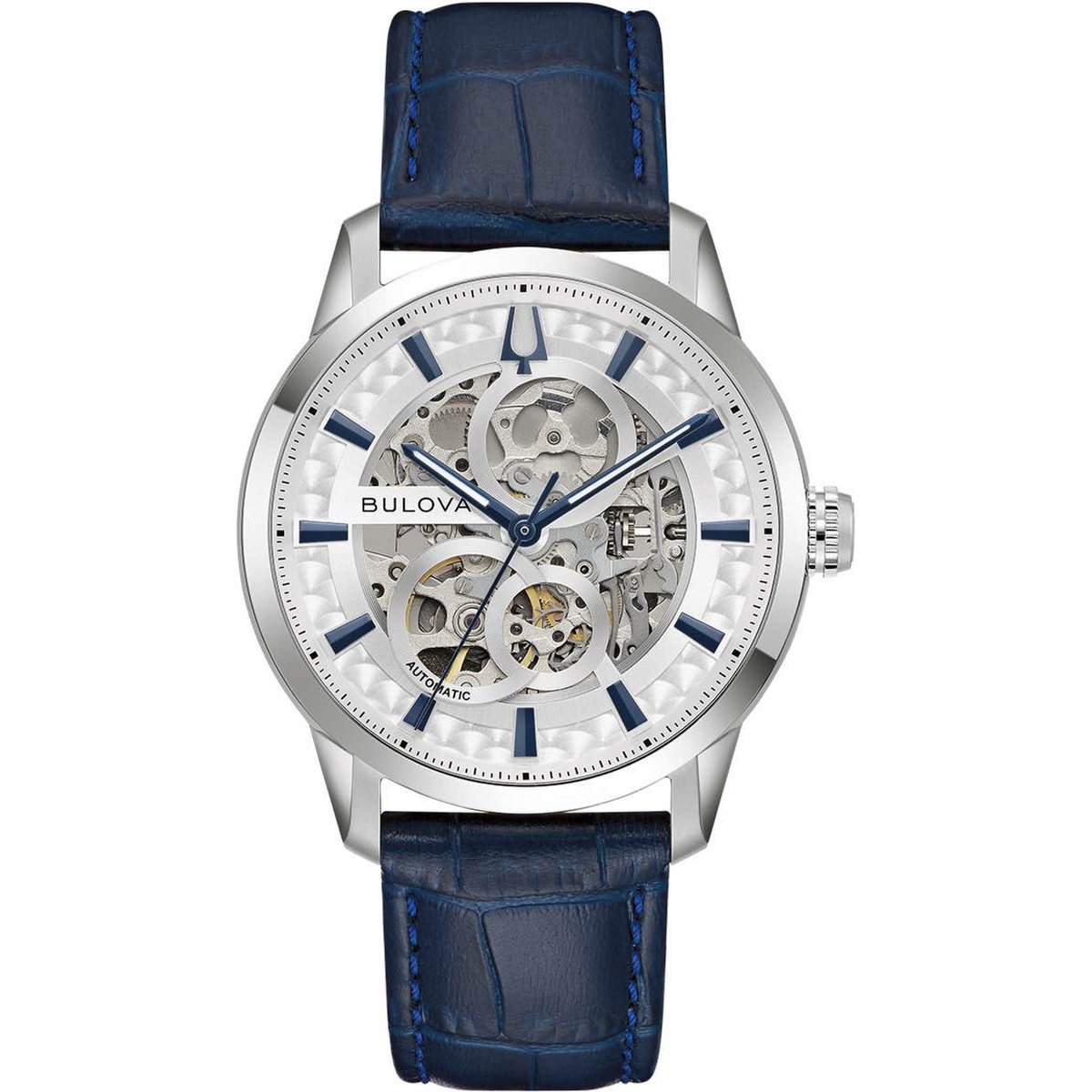 Bulova Sutton 96A330 Horloge - Leer - Blauw - Ø 40 mm