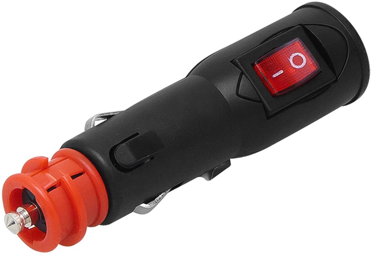 BLOW W22 Auto Sigarettenaansteker Plug met Schakelaar - 12V/24V - 10A - Zekeringbeveiliging - Zwart/Rood