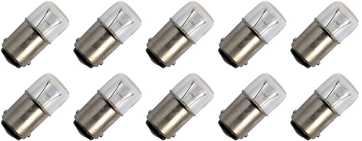 Signaallamp Ba15d 12V 5W - 416 mAh - 10 stuks - T16 Gloeilamp Ø16mm - 35mm - 2500K - Dimbaar