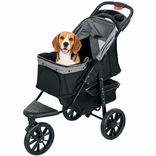 Zenzee® - Hondenbuggy opvouwbaar - All terrain - Grote wielen - Hondenwagen - Pet stroller - Tot 20Kg - Grijs/Zwart - 110 x 57 x 107 cm
