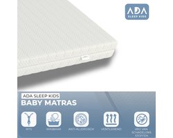 Baby matras 75 x 95 cm Koudschuim - 10 cm dik - Hypoallergeen - Ademend - Afritsbaar - Gem