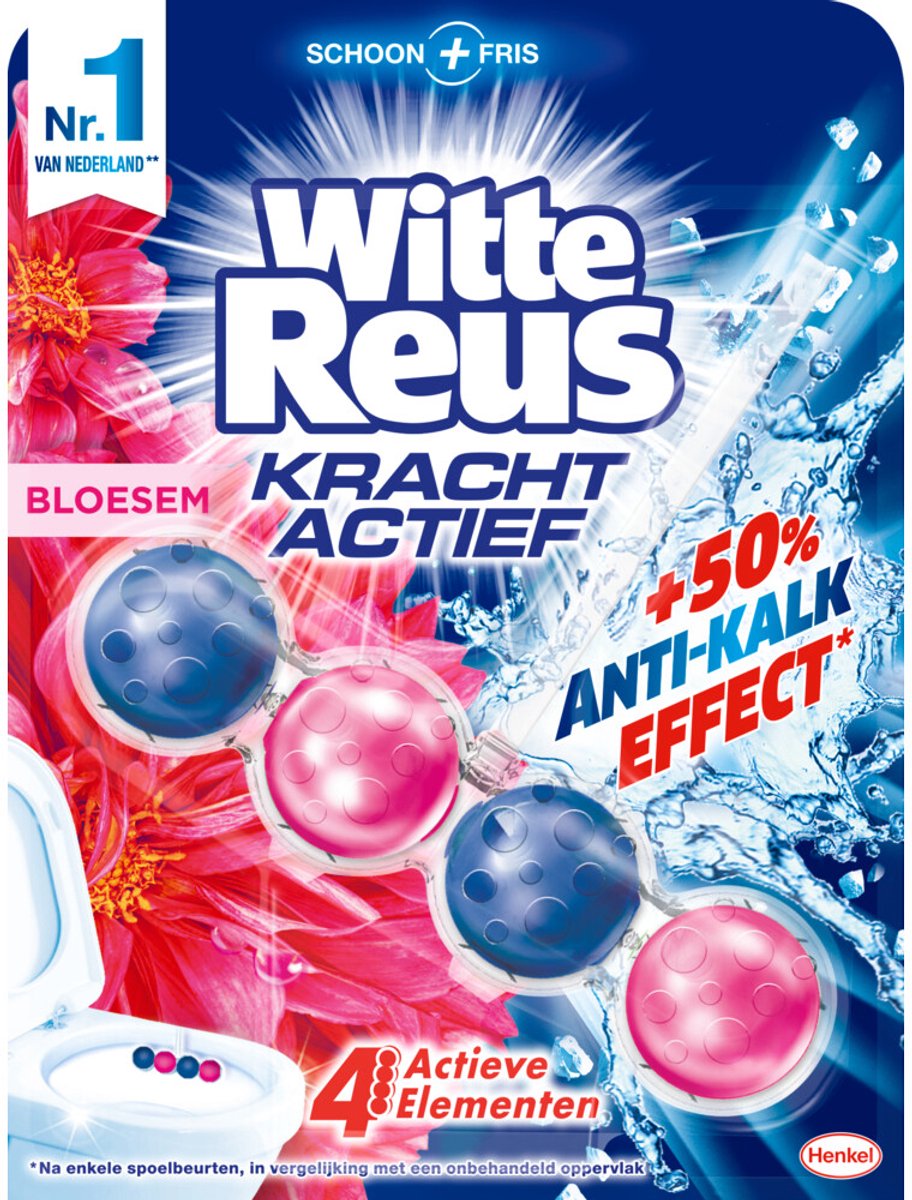 1 x Witte Reus - Kracht Actief Toiletblok - Bloesem - 1 Toiletblok - Toiletblok - Bloesemgeur - Reiniging Toilet - Hygiëne Toilet - Kalkvoorkomend