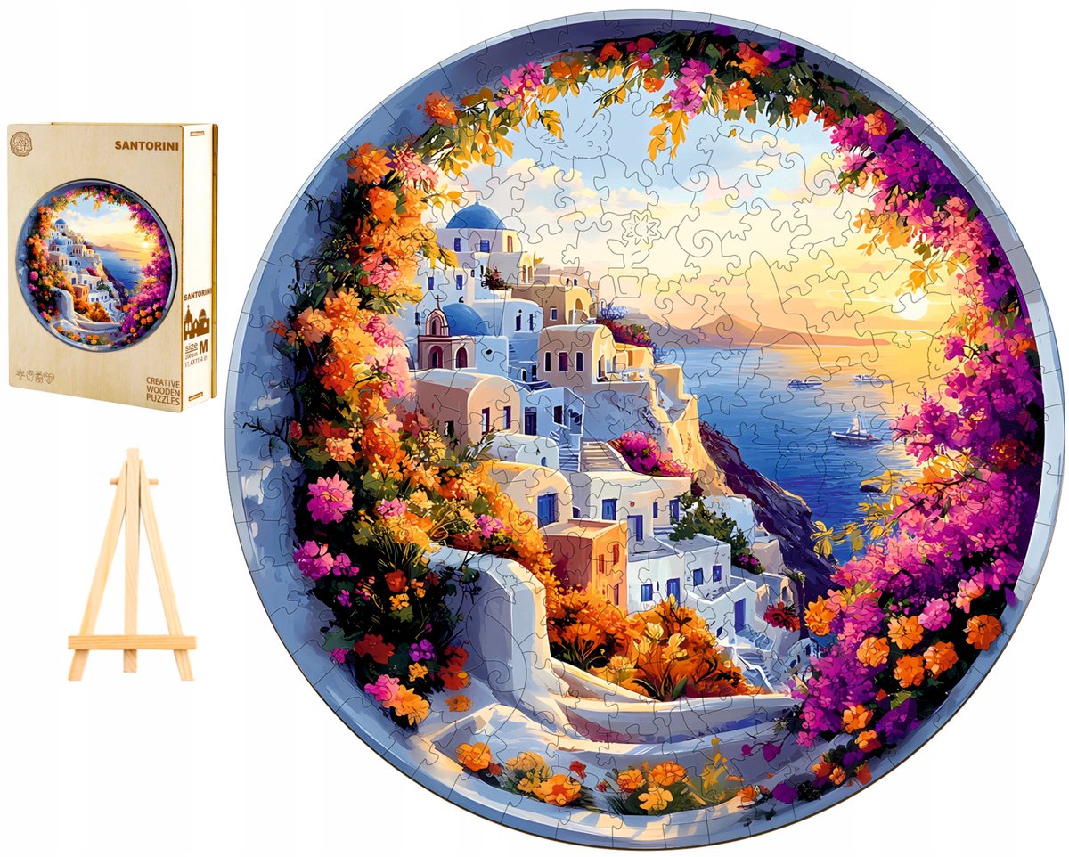 Houten Puzzel Santorini Griekenland 300 Stukjes in Houten Kist
