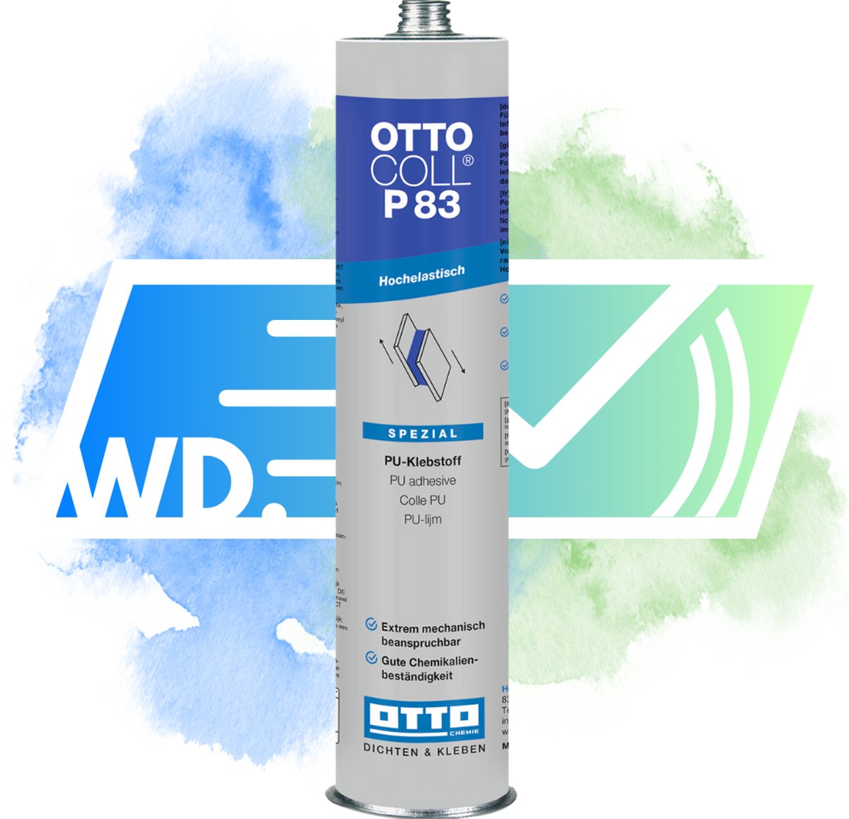 Ottocoll P83 polyurethaanlijm - 310 ml alu-koker - zwart - 1K voor bouw en constructieverlijming