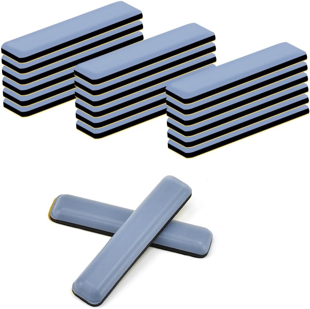 Ynkkvre - Set van 24 Teflon Meubelglijders 70 x 19 mm - Zelfklevende Stoelglijders voor Tapijt en Harde Vloeren - PTFE Meubelpads Slijtvast en Geluiddempend