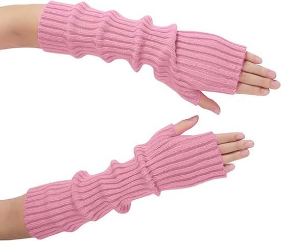 Gebreide armwarmers voor dames - Vingerloze handschoenen tot aan de elleboog met Gebreide armwarmers voor dames - Vingerloze handschoenen tot aan de elleboog met