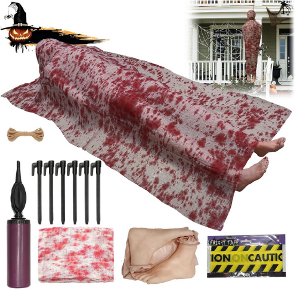 Thuys – Opblaasbaar Halloween Lijk Decoratie – Nep Lichaam Met Benen – Griezelige Tuin En Buitenversiering Voor Spookhuizen En Feestdecoratie