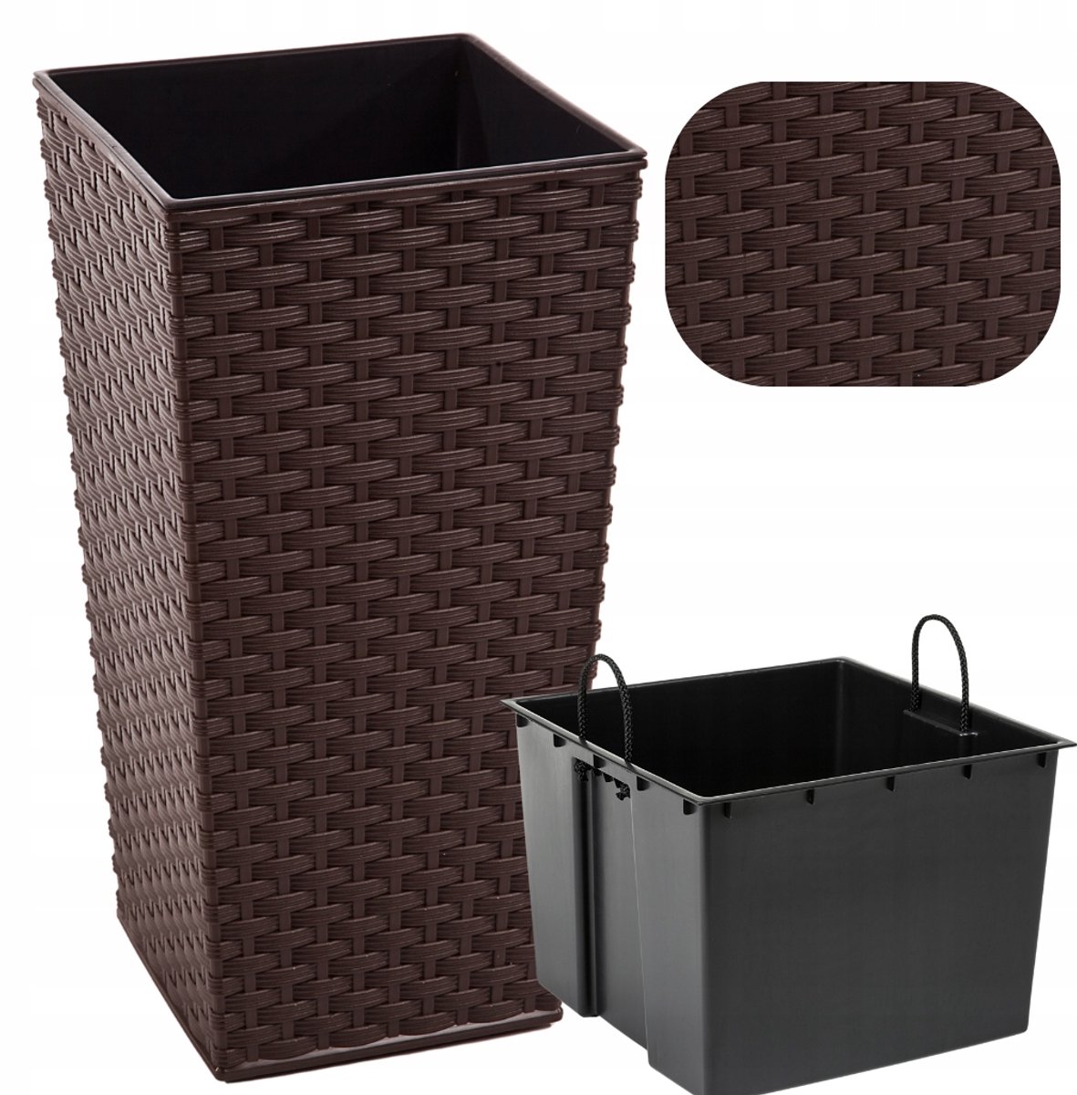 Lamela Finezja Rotan Pot Mokkakleur 40x40x75cm met Inzet
