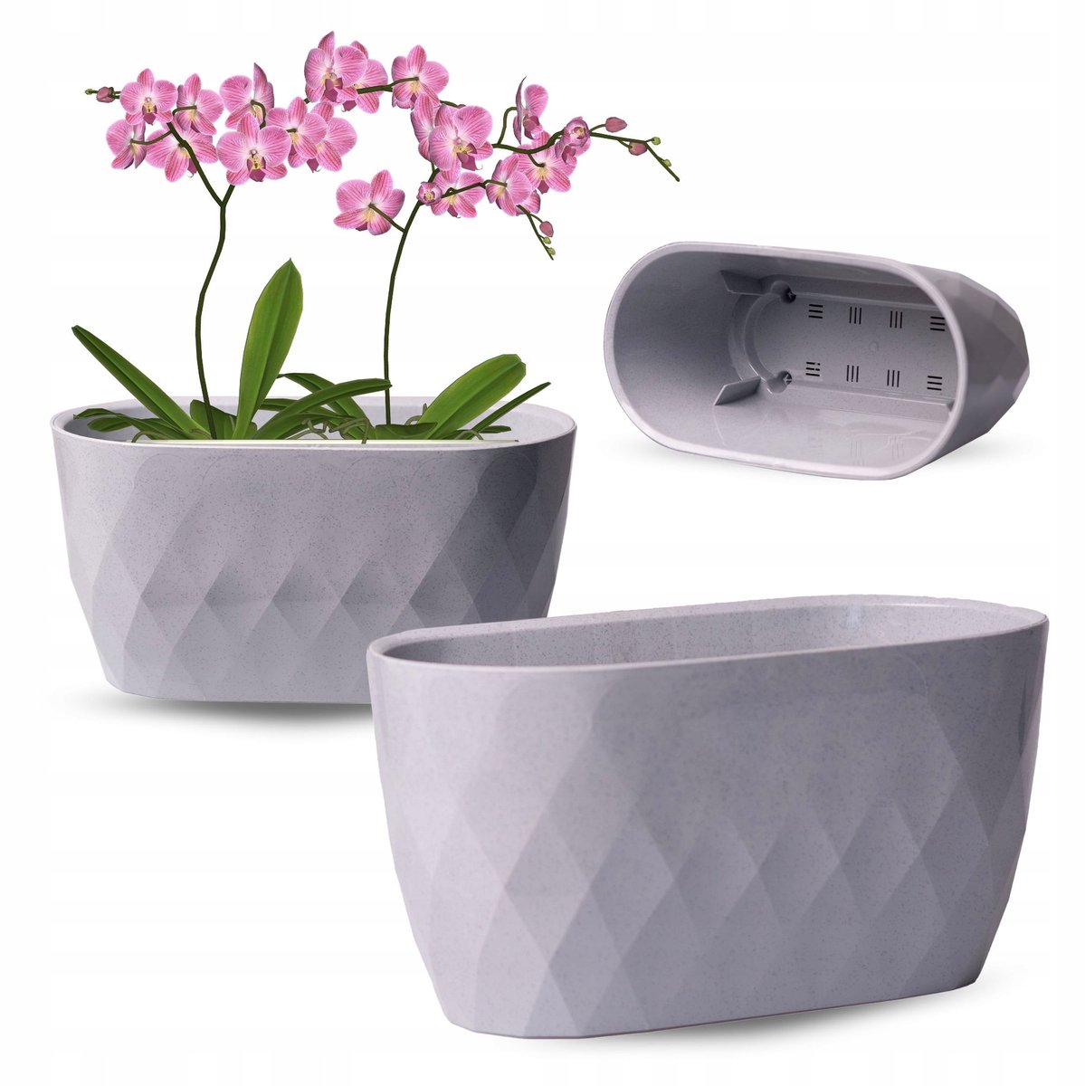 Ovale Plantenbak 29cm Grijs - Stijlvol en Duurzaam