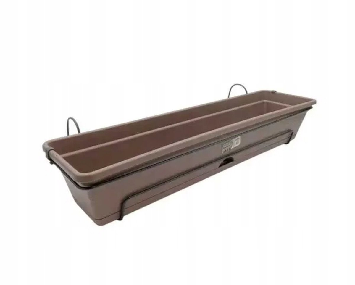 Rechthoekige Balkonbak Beige 70cm met Schotel en Ophangsysteem