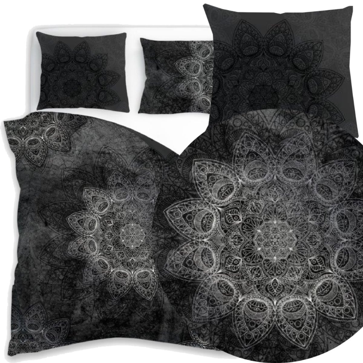 Katoensatijn dekbedovertrek 140x200 cm - Puur satijnornament Mandala
