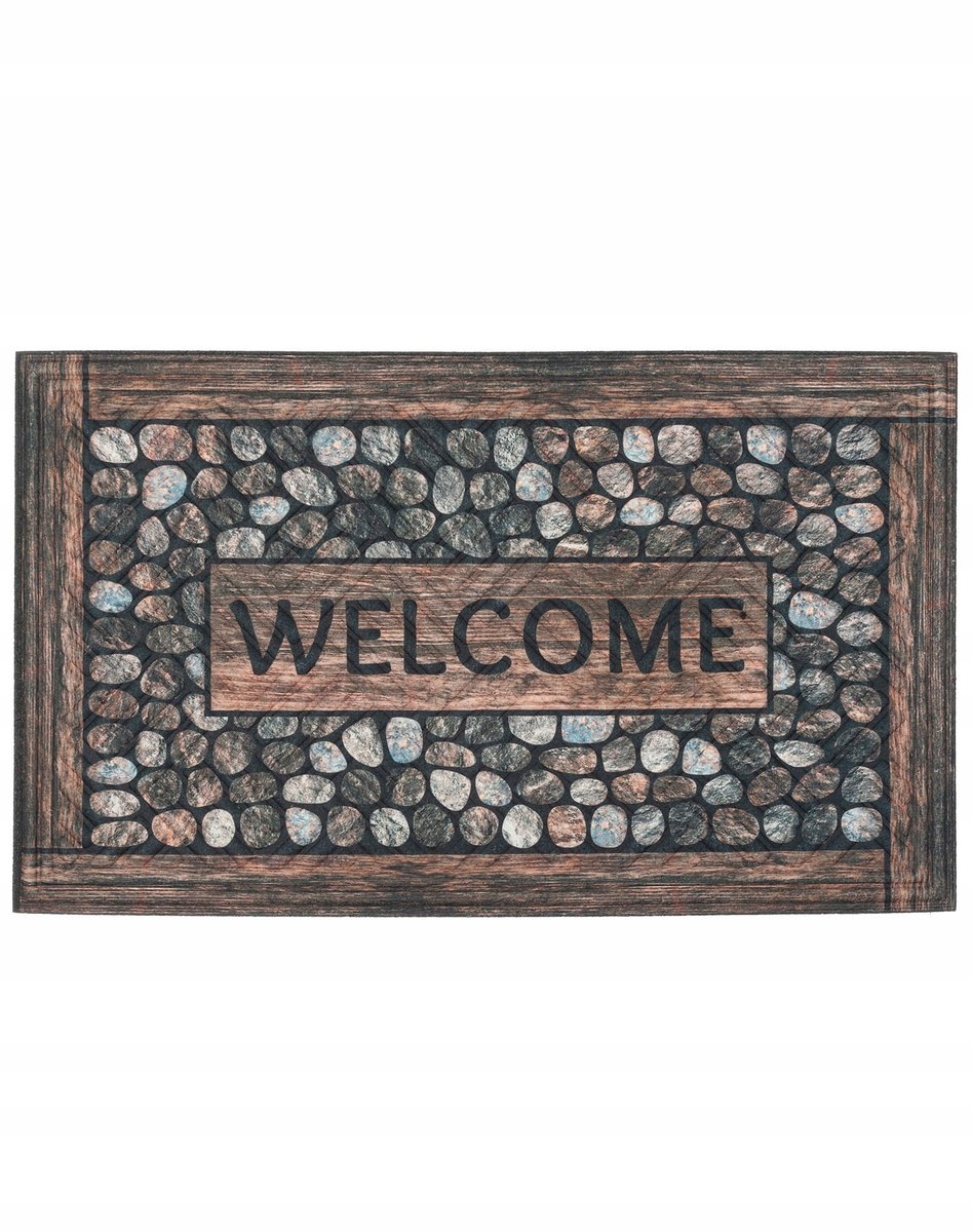 Lima Deurmat 45x75 cm Welcome Stenen - Antislip Rubber