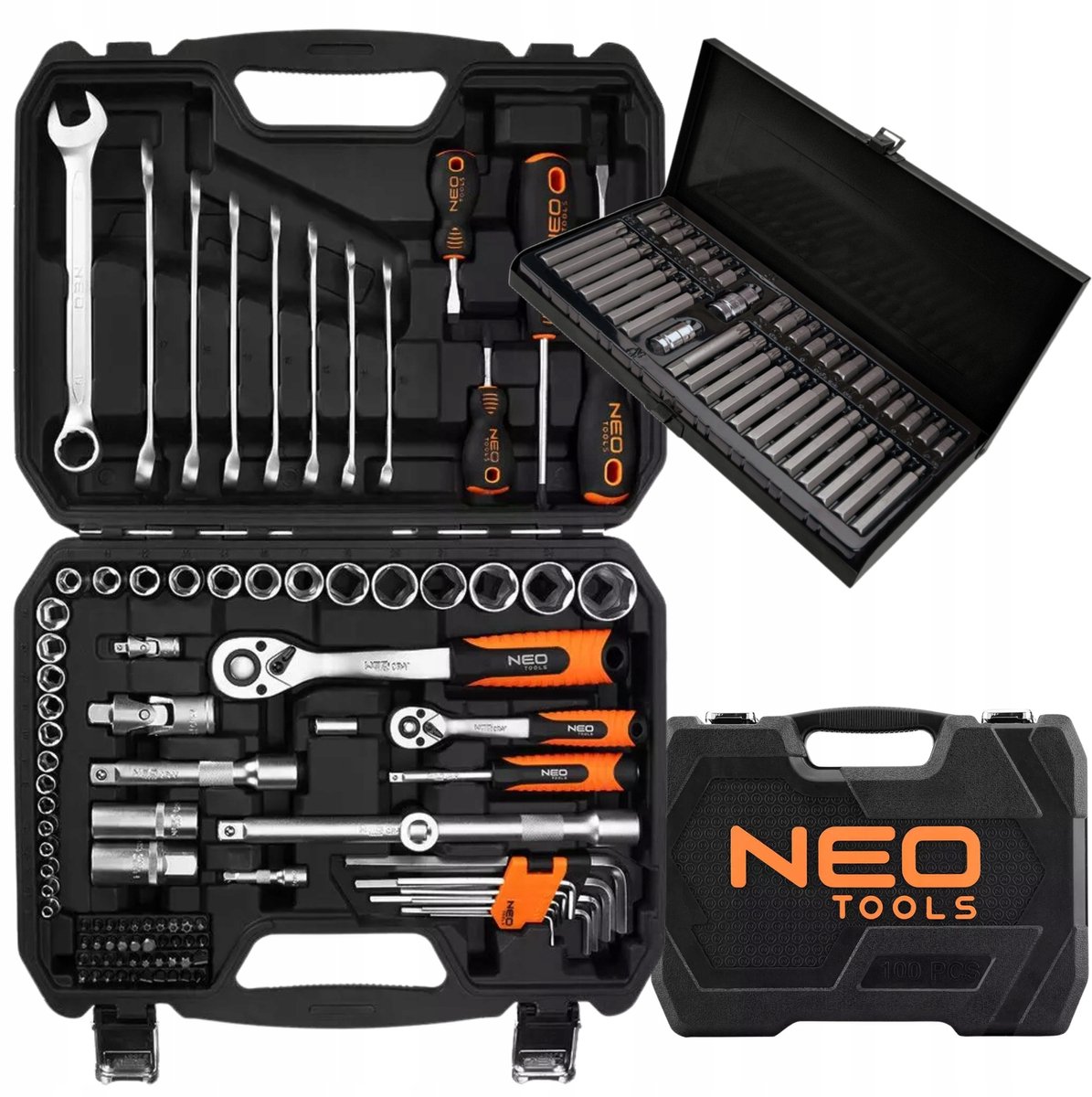 NEO Gereedschapset 100-delig met 40-delige Bitset - Chroom-Vanadium