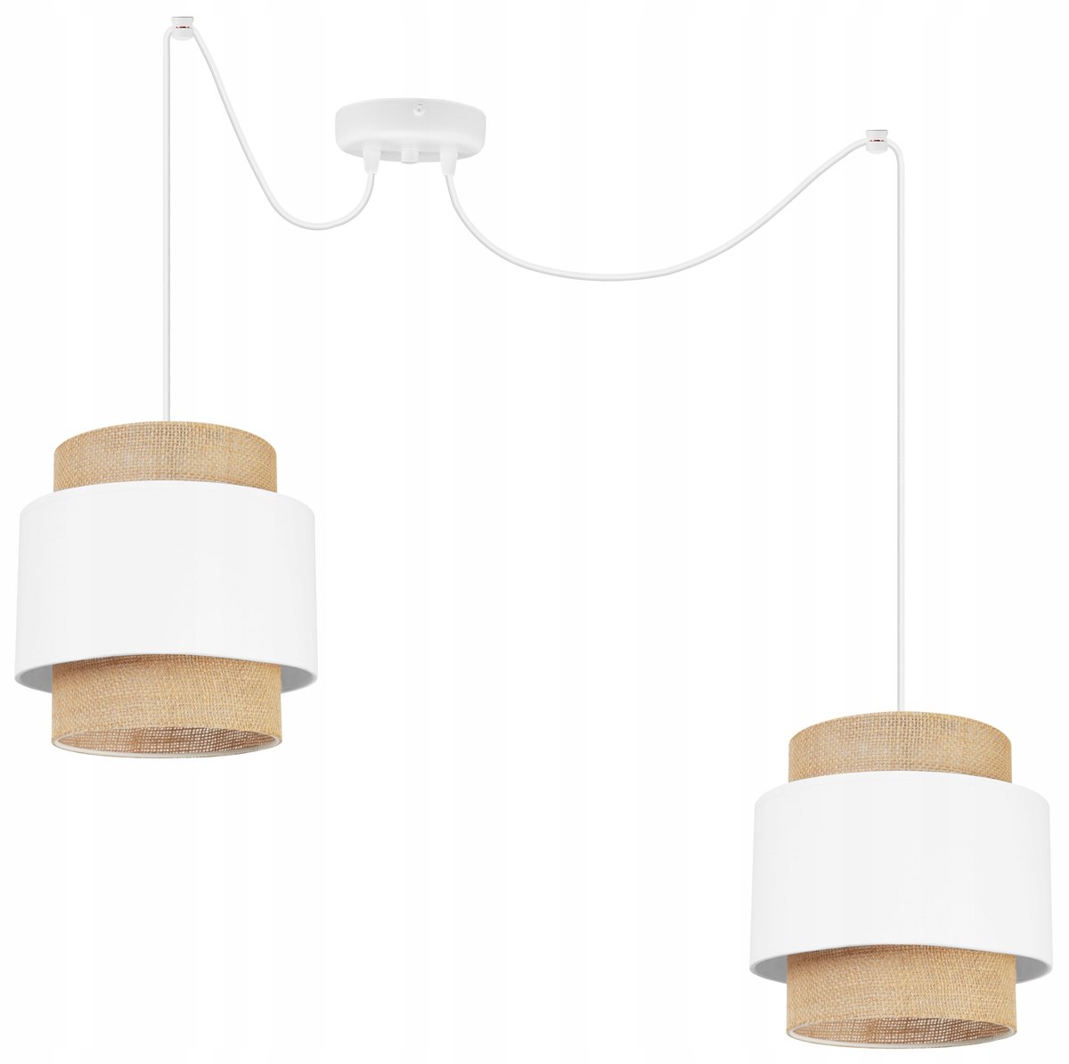 Boho Hanglamp Jute Kap Wit/Beige - Stijlvolle Woonkamerverlichting
