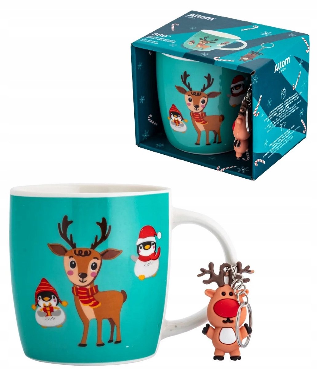 Keramische Kerstmok Rendier 380ml met sleutelhanger - Altom