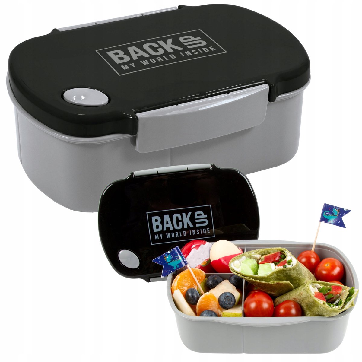 BackUp Lunchbox B56 - 3 Vakken, Zwart/Grijs