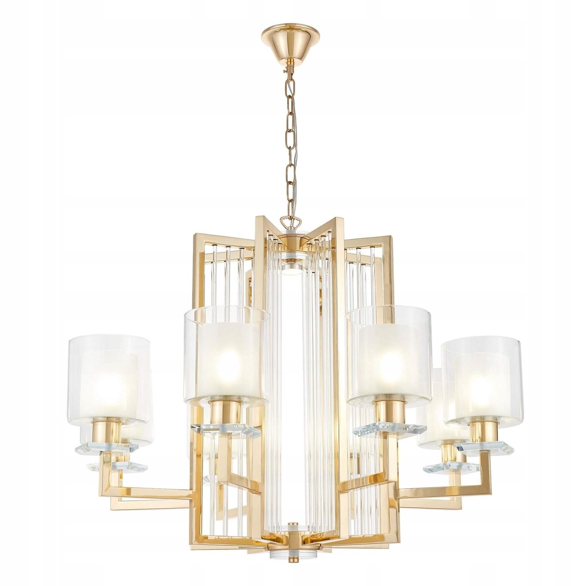 Luxe Gouden Hanglamp Manhattan met Glas - 8xE27